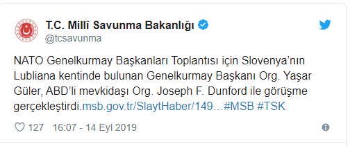 Genelkurmay Başkanı Güler ABD'li mevkidaşı ile görüştü