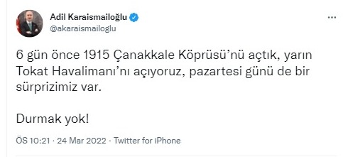 Bakan Karaismailoğlu'ndan heyecanlandıran paylaşım: Bir sürprizimiz var! Bakan Karaismailoğlu'ndan heyecanlandıran paylaşım: Bir sürprizimiz var!