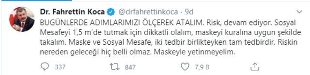 Sağlık Bakanı Fahrettin Koca'dan yeni paylaşım