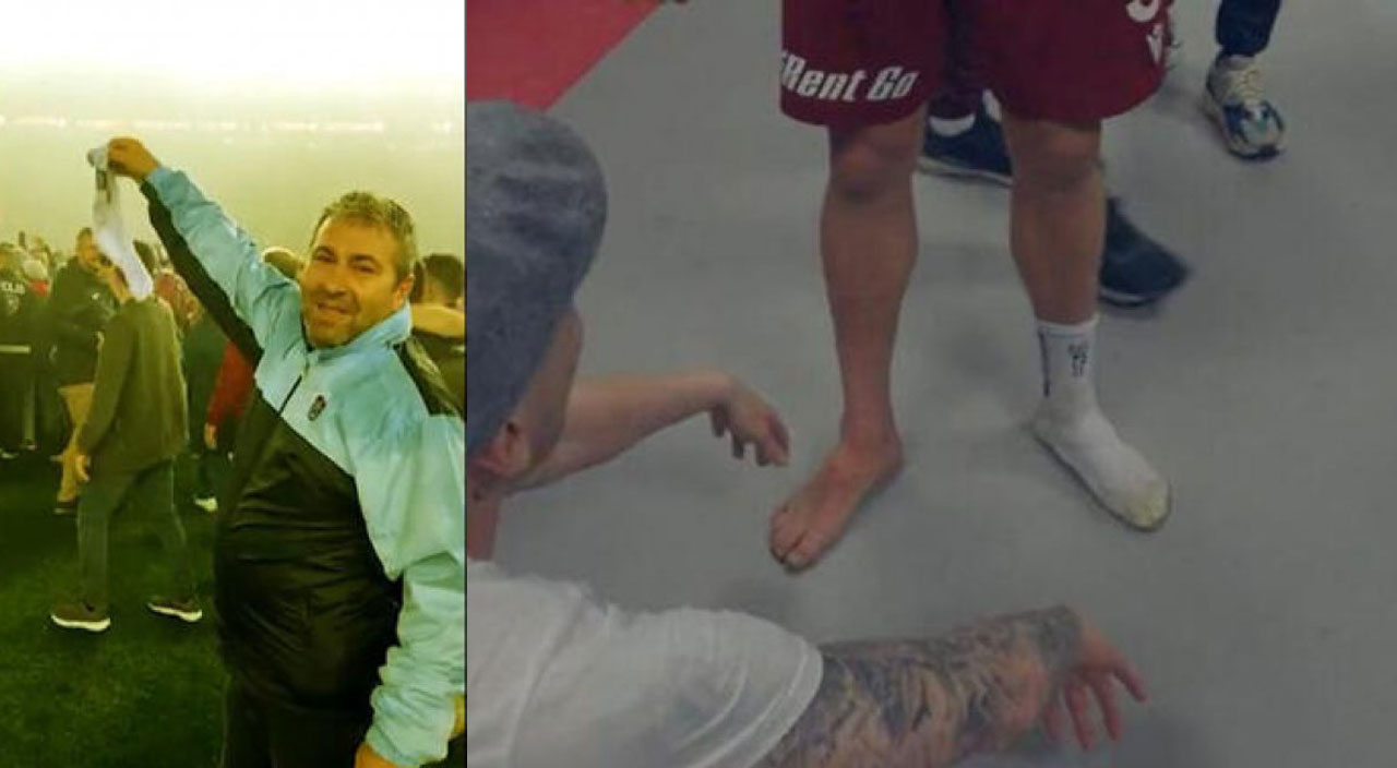 Bakasetas'ın çorabını ayağından alan Trabzonspor taraftarı Yunan yıldızla bir arada... Bakasetas'ın çorabını ayağından alan Trabzonspor taraftarı Yunan yıldızla bir arada...