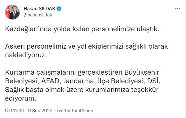 Kazdağları'nda mahsur kalan 21 kişi kurtarıldı