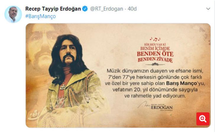Cumhurbaşkanı Erdoğan'dan Barış Manço paylaşımı