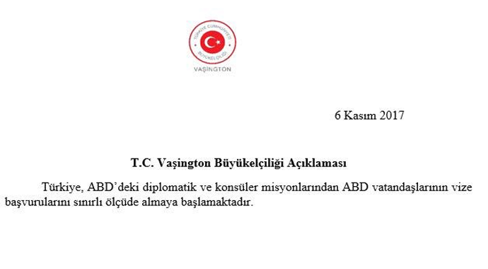 Türkiye: ABD'lilerin vize başvuruları sınırlı olarak alınıyor
