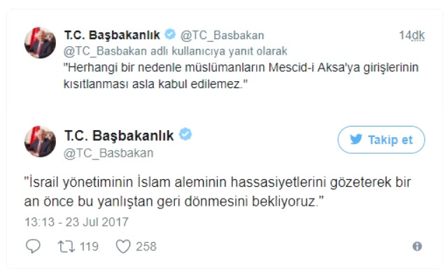 Başbakan'dan İsrail'e Mescid-i Aksa uyarısı: Yanlıştan dönmesini bekliyoruz