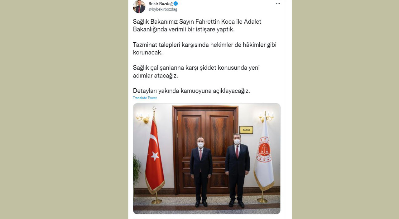 Bakan Bozdağ: “Sağlık çalışanlarına karşı şiddet konusunda yeni adımlar atacağız”