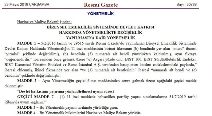 BES’teki devlet katkısının en az yüzde 10’u Borsa’ya yatırılacak