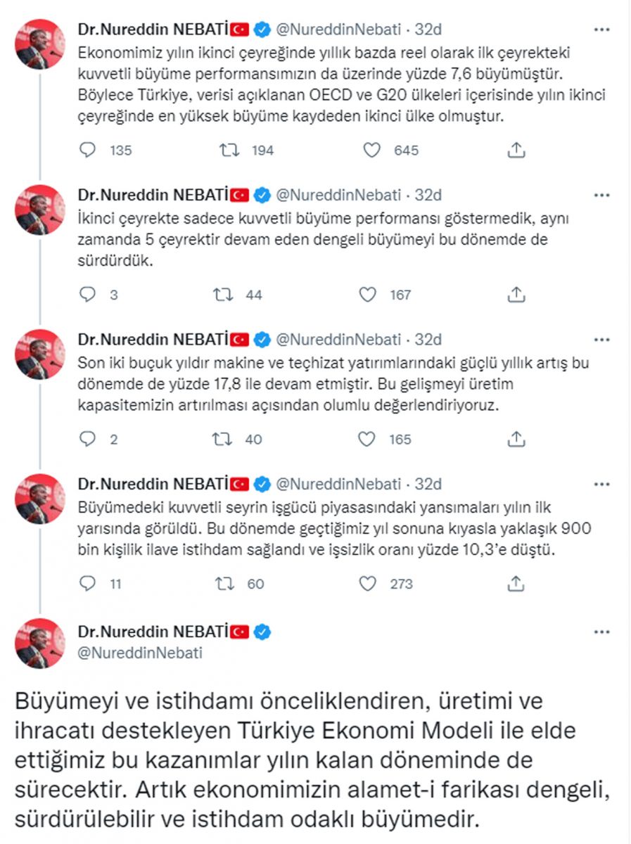Bakan Nebati'den 'büyüme' mesajı: OECD ve G20 ülkeleri içerisinde 2'nci olduk