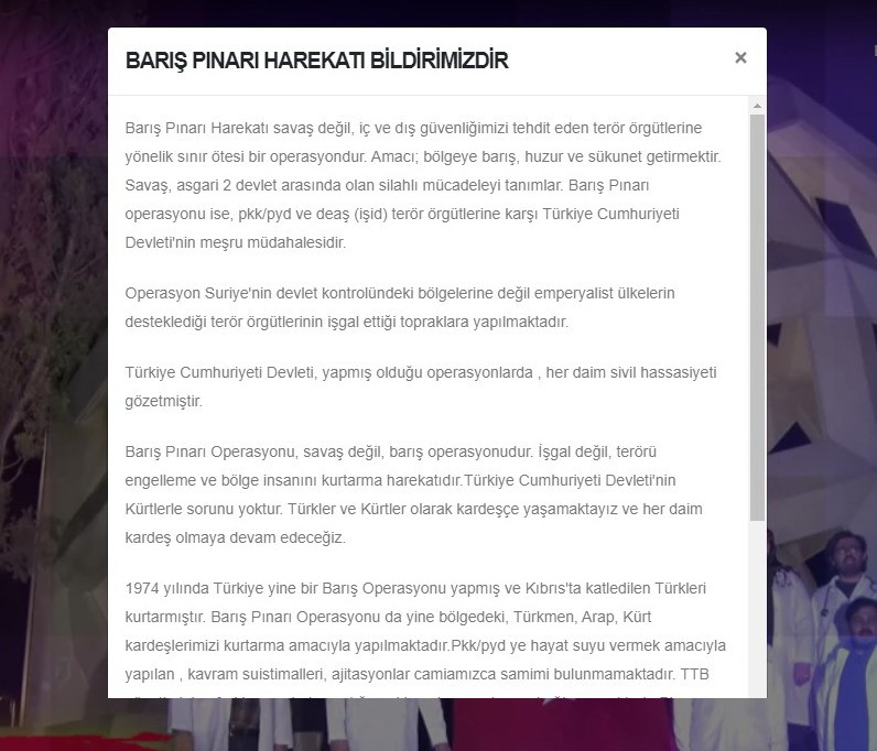 Türkiye'nin en büyük doktor kulübünden Barış Pınarı Harekatı'na destek
