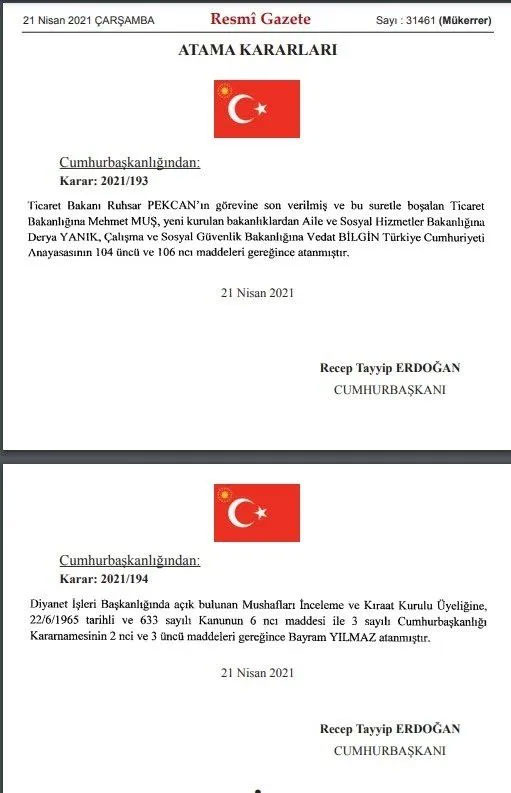 Kabine değişikliği açıklandı! İşte yeni bakanlar