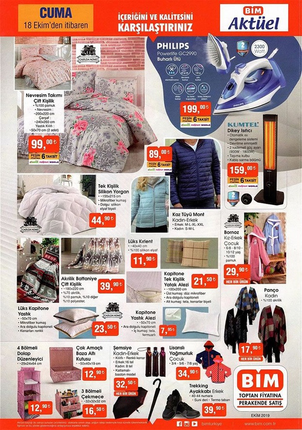 BİM 18 Ekim 2019 aktüel indirimli ürünler listesi | 18 Ekim BİM aktüel indirim kataloğu broşüründe neler var?