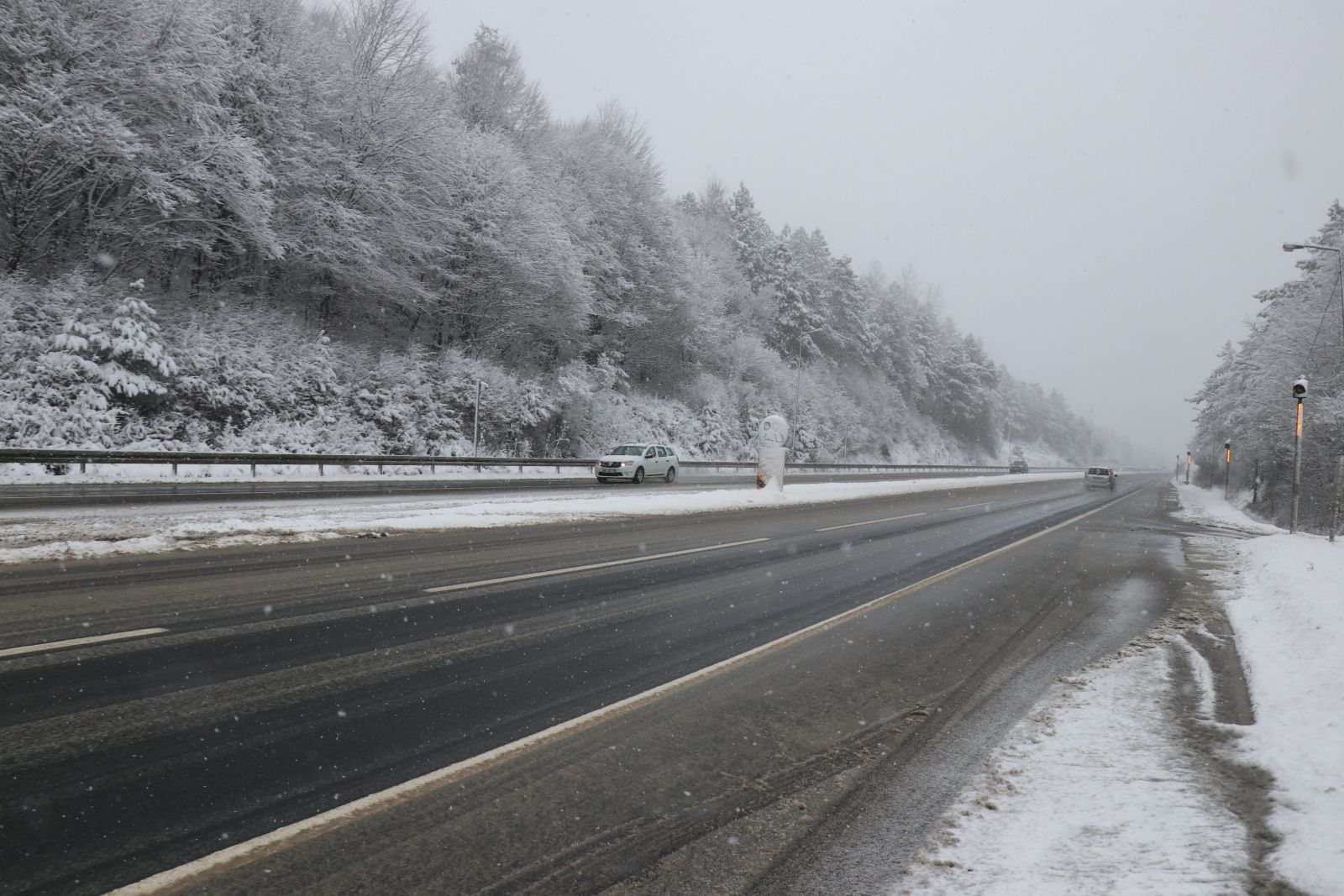 Lapa lapa kar yağdı, karayolları ekipleri seferber oldu