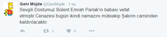 Bülent Emrah Parlak'ın babası vefat etti