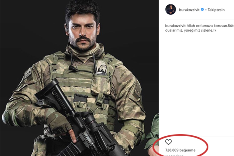 Burak Özçivit'ten Afrin paylaşımına tepki yağdı