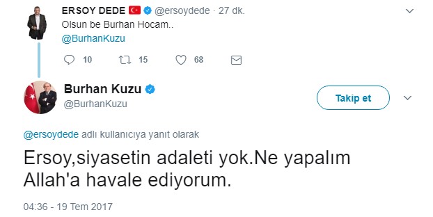 Kabineye giremeyen Burhan Kuzu: Allah'a havale ediyorum