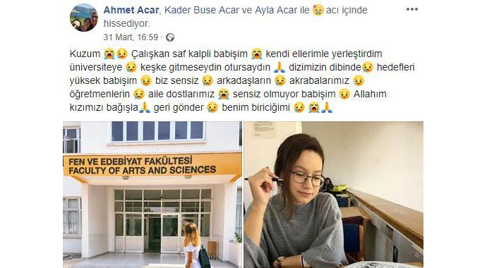 Buse Acar'ın babasından yürek burkan paylaşımlar