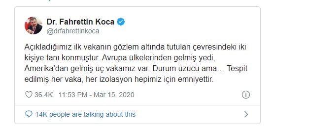 Sağlık Bakanı Koca açıkladı: Türkiye'deki virüs vakası arttı
