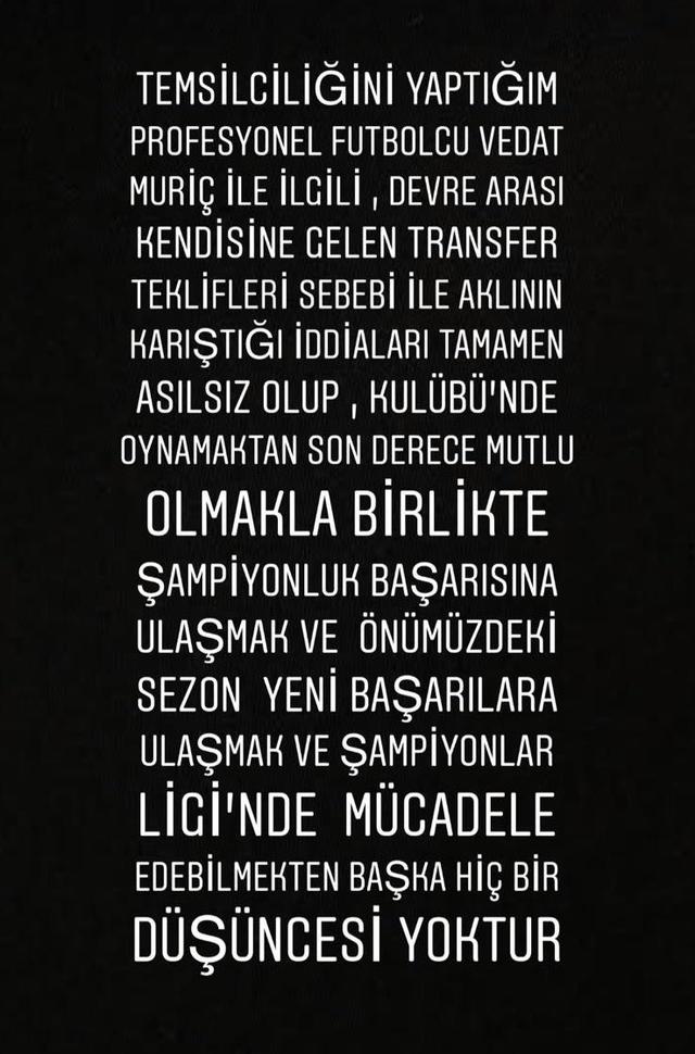 Vedat Muriç'in menajerinden transfer açıklaması