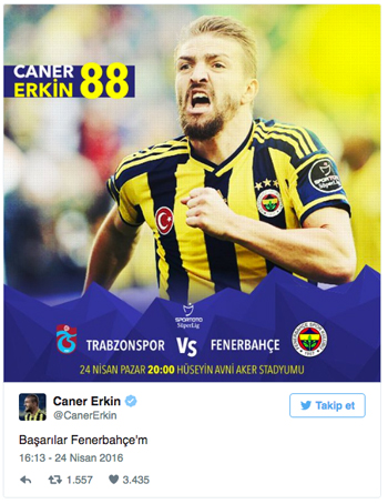 Caner Erkin'den sürpriz paylaşım