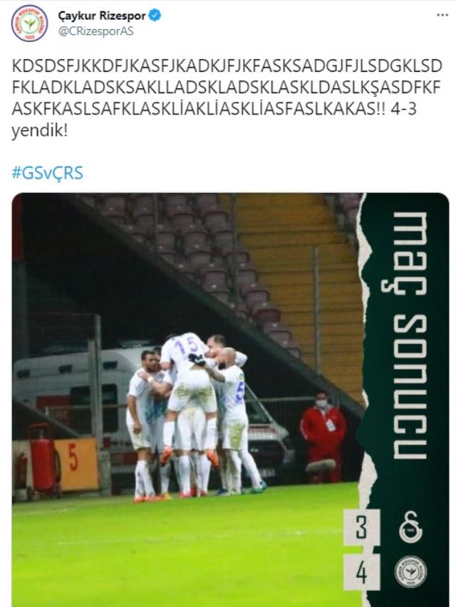 Rizespor'dan flaş Galatasaray paylaşımı! Sosyal medyayı salladı Rizespor'dan flaş Galatasaray paylaşımı! Sosyal medyayı salladı