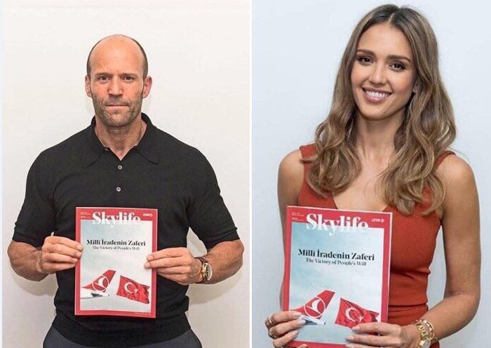 Jason Statham ve Jessica Alba'dan 'Milli İrade' pozu
