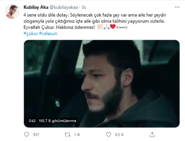 Kubilay Aka, Çukur dizisine veda etti