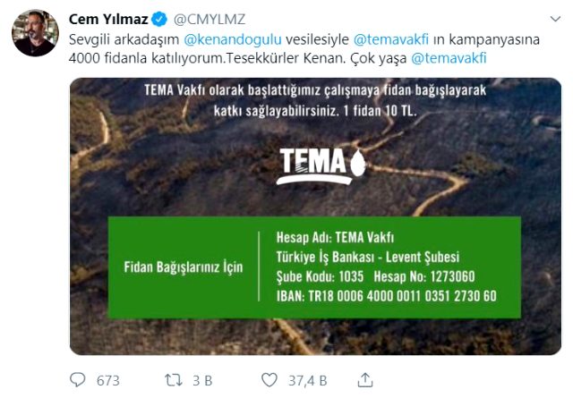 Cem Yılmaz'dan 40 bin liralık bağış