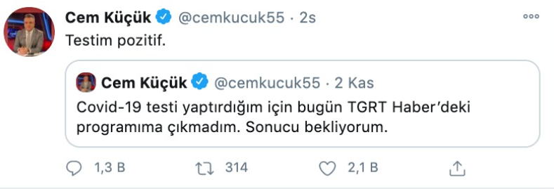 Cem Küçük'ün koronavirüs testi pozitif çıktı