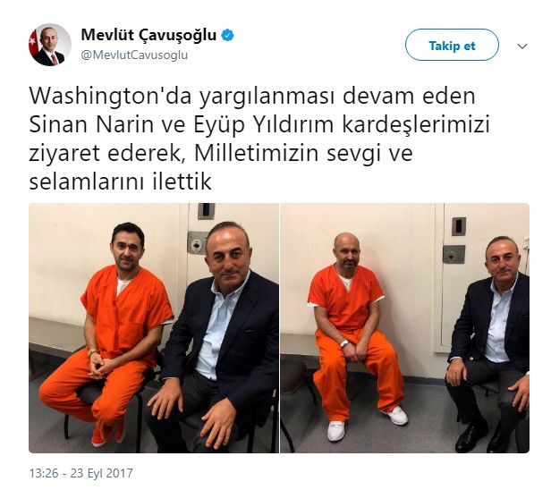 Çavuşoğlu, Washington'da tutuklu 2 Türk'ü ziyaret etti