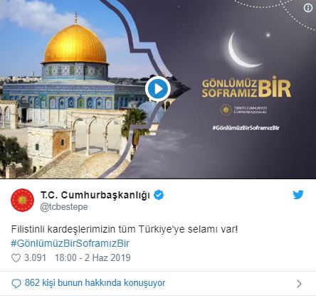 Cumhurbaşkanlığından Filistin paylaşımı