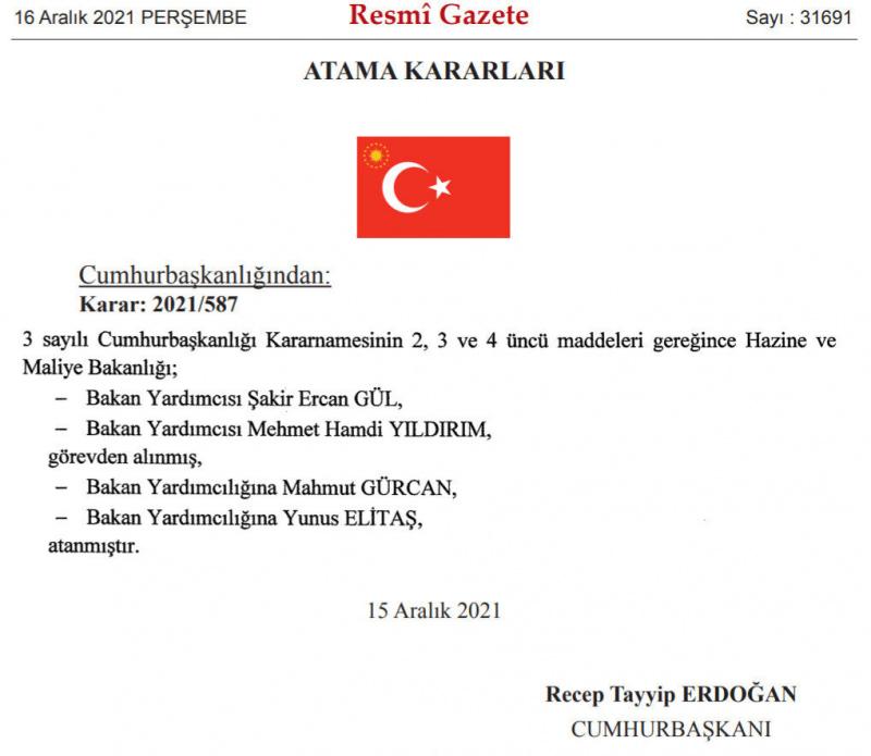 Resmi Gazete'de yayımlandı: Hazine ve Maliye Bakanlığı'nda görev değişimi