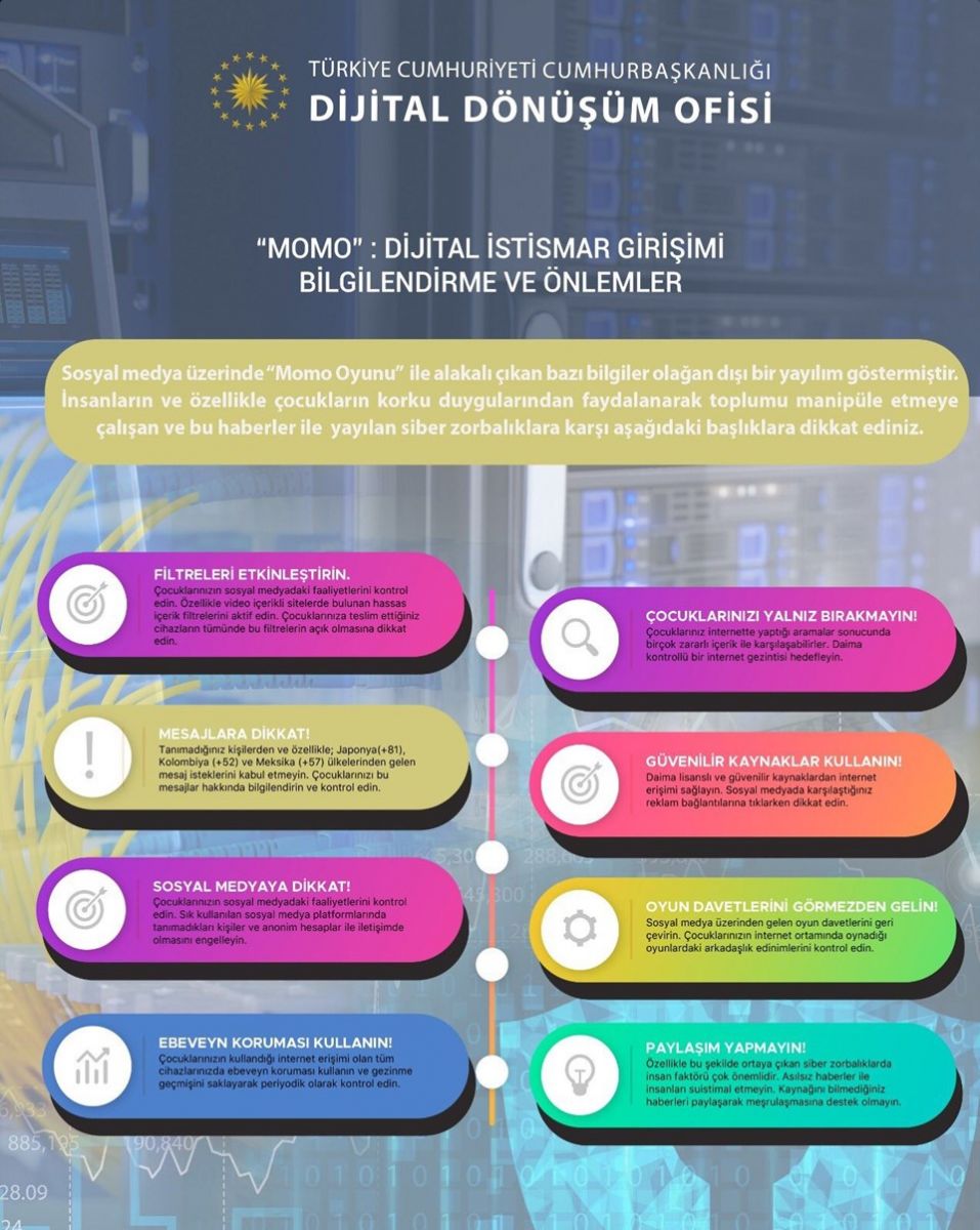 Cumhurbaşkanlığı'ndan Momo'ya karşı 8 önlem