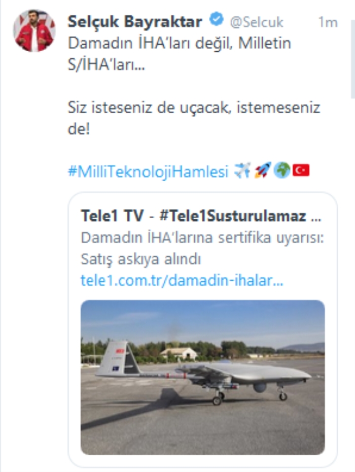 Selçuk Bayraktar'dan Tele1 TV'ye tokat gibi cevap