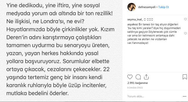 Deren Talu ve Defne Samyeli'den açıklama!