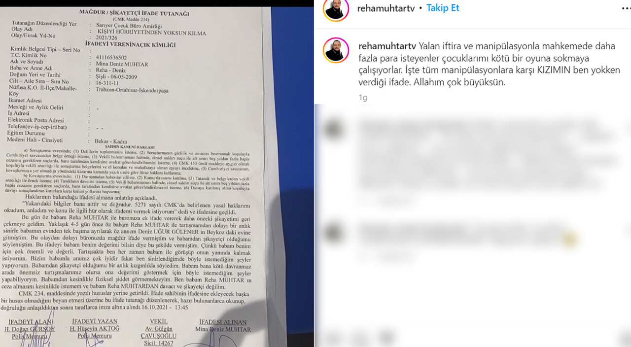 13 yaşındaki kızını dövdüğü iddia edilen Reha Muhtar ilk kez konuştu