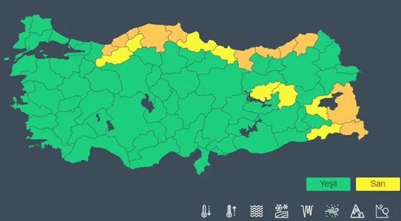Meteorolojiden sarı ve turuncu kodlu uyarı