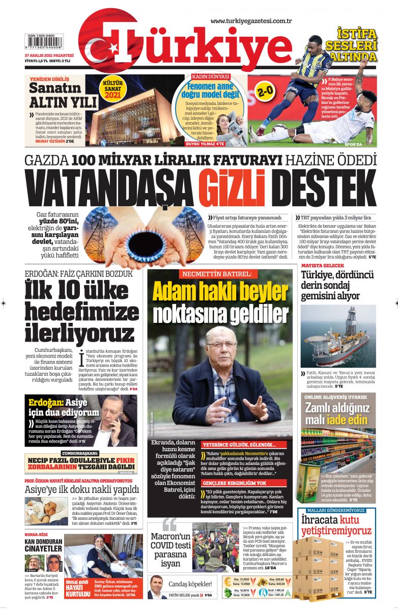 Vatandaşa gizli destek: Gazda 100 milyar liralık faturayı hazine ödedi