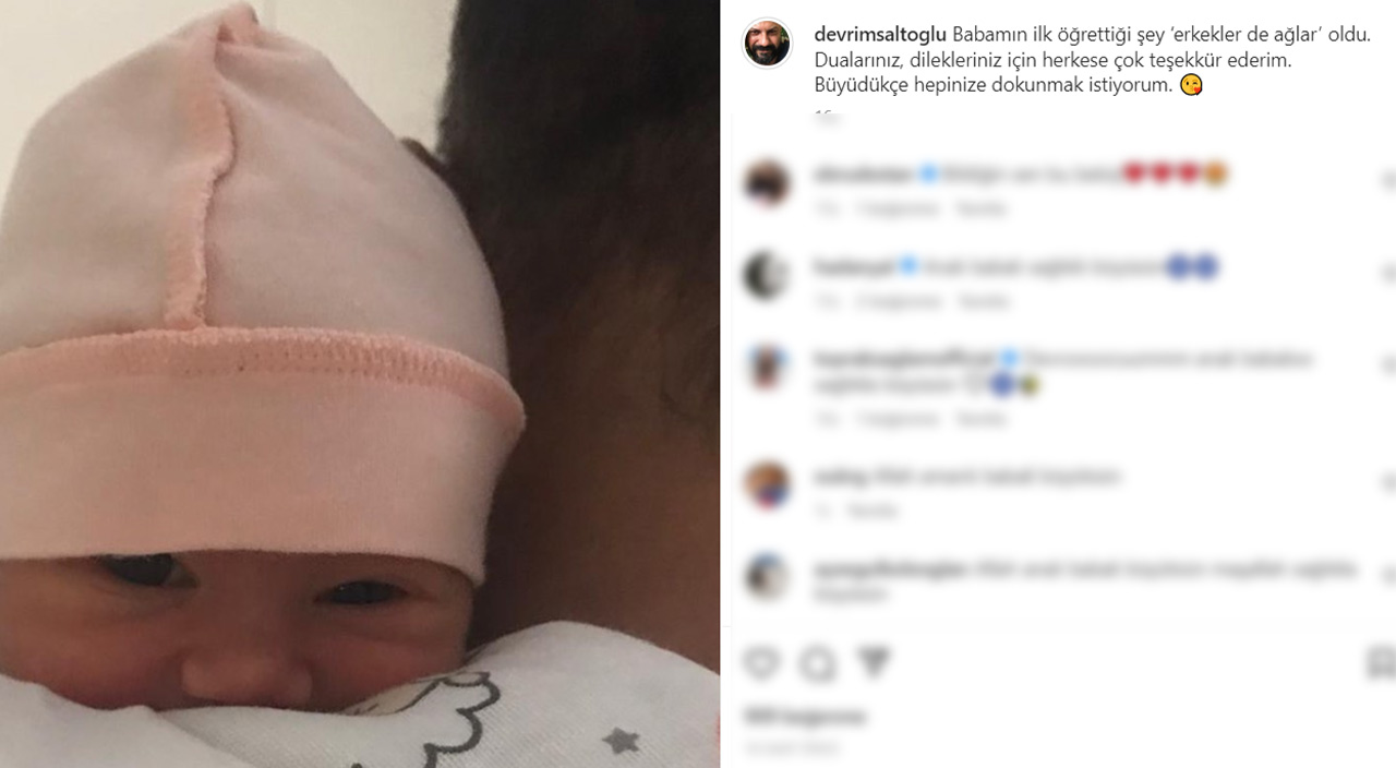 Geçtiğimiz hafta baba olan Devrim Saltoğlu’ndan kızıyla ilk poz
