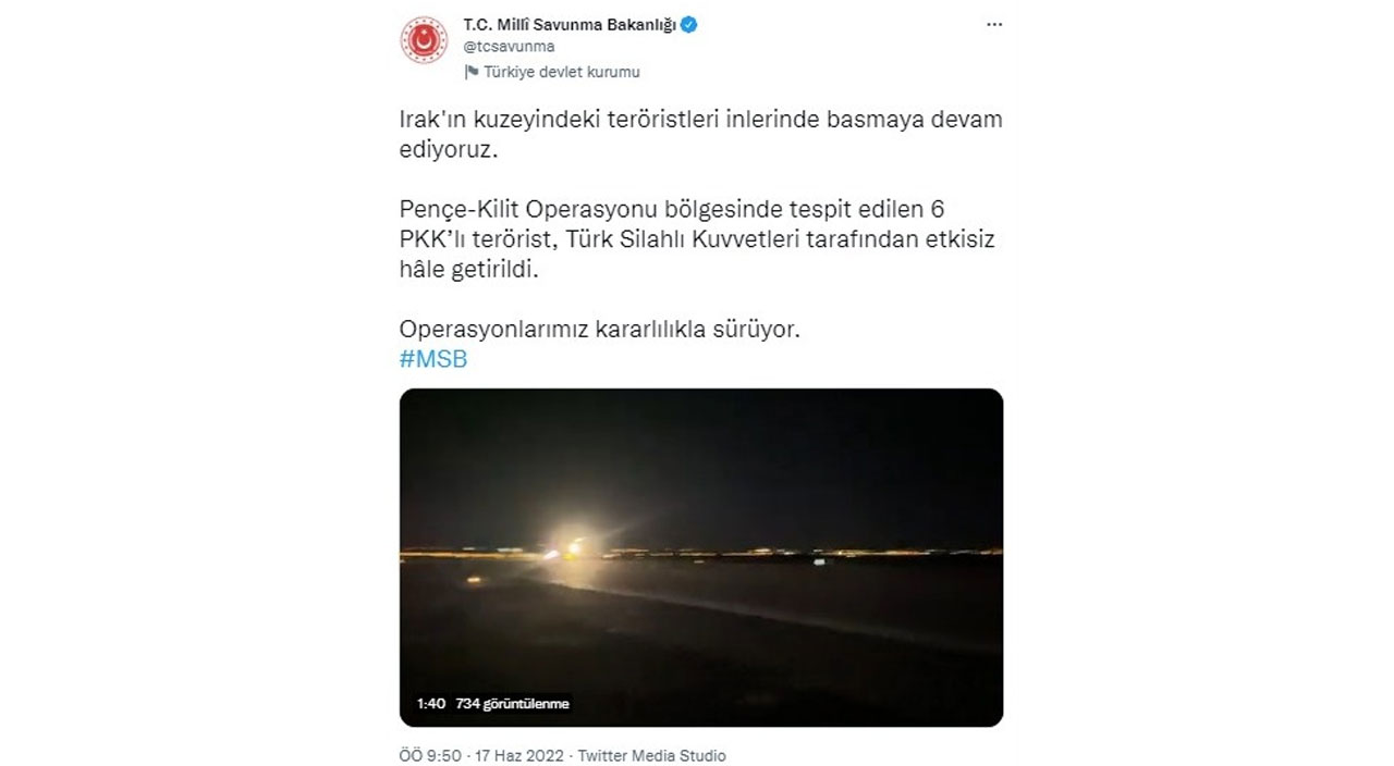 Irak'ın kuzeyinde PKK'ya 'pençe' : 6 terörist etkisiz hale getirildi Irak'ın kuzeyinde PKK'ya 'pençe' : 6 terörist etkisiz hale getirildi