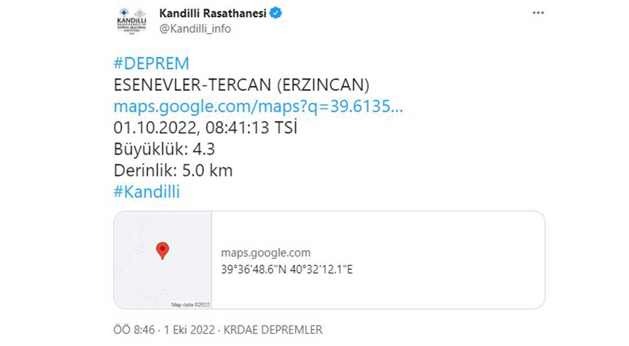 Son dakika haberi... Erzincan'da 4,2 şiddetinde deprem! Peş peşe yaşandı