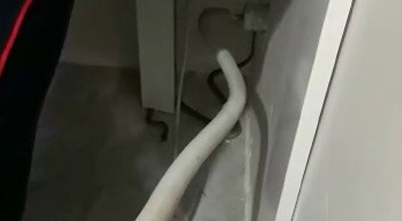 Çamaşır makinesinin arkasındaki görünce donup kaldı...Hemen itfaiyeyi çağırdı