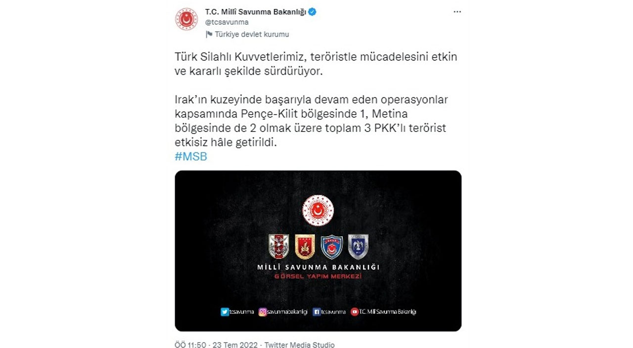PKK'ya Irak'ın kuzeyinde darbe! 3 terörist etkisiz PKK'ya Irak'ın kuzeyinde darbe! 3 terörist etkisiz