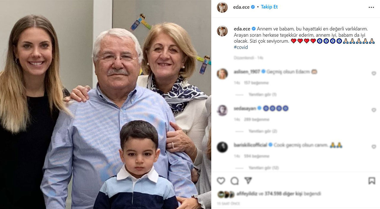 Eda Ece’nin ailesi koronavirüse yakalandı! Babasının durumu ciddiyetini koruyor Eda Ece’nin ailesi koronavirüse yakalandı! Babasının durumu ciddiyetini koruyor