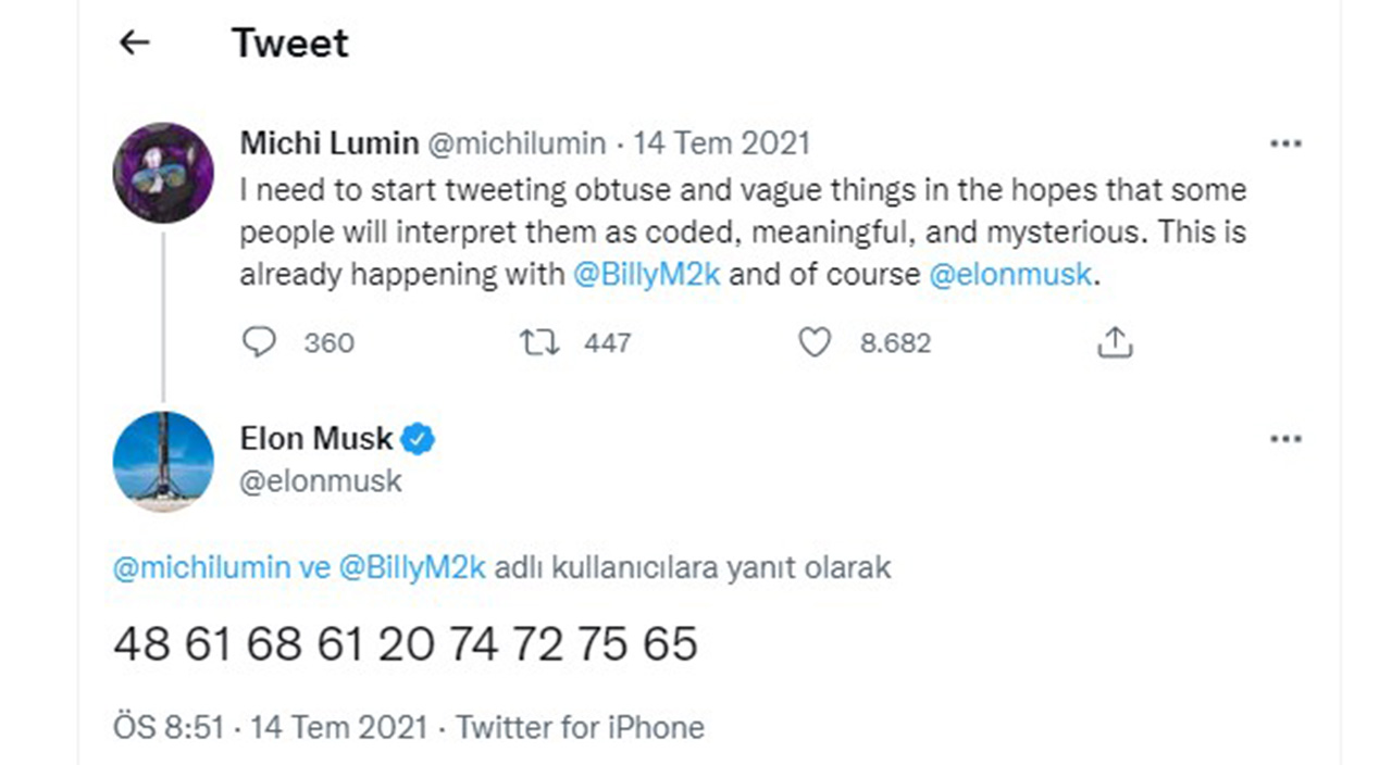Meğer her şeyi önceden tahmin etmiş... Elon Musk'ın yazdığı gizemli sayılar Bitcoin hareketleri mi? Meğer her şeyi önceden tahmin etmiş... Elon Musk'ın yazdığı gizemli sayılar Bitcoin hareketleri mi?