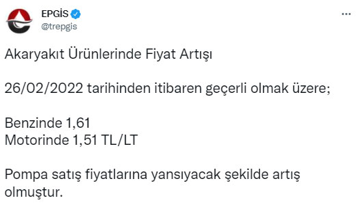Son dakika: Benzin ve motorine zam Son dakika: Benzin ve motorine zam