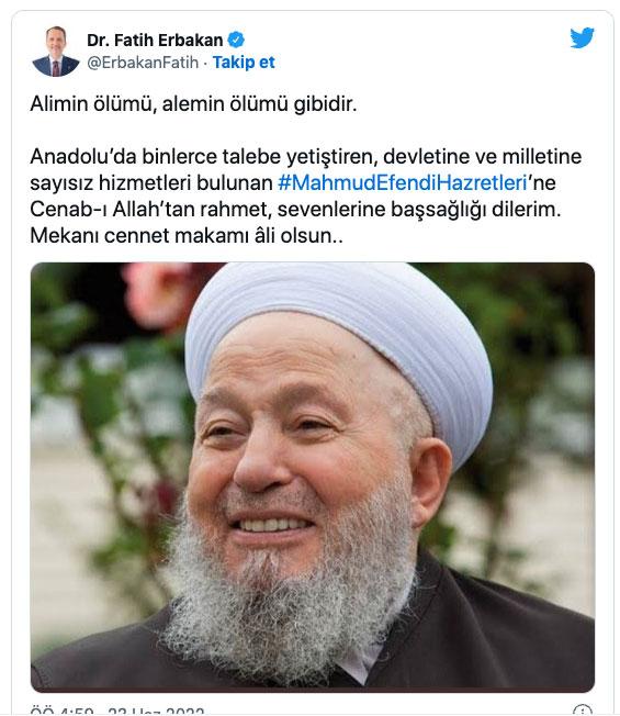 İsmailağa Cemaati lideri Mahmut Ustaosmanoğlu Hoca Efendi vefat etti