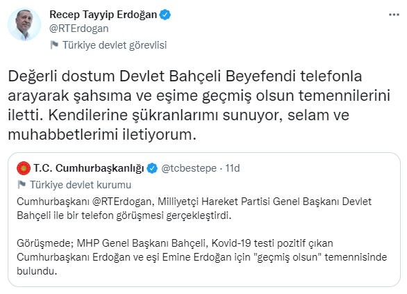 Cumhurbaşkanı Erdoğan ve eşi Emine Erdoğan koronavirüse yakalandı
