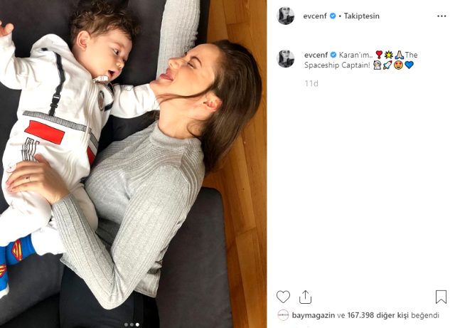 Fahriye Evcen oğlu Karan'ın fotoğrafını ilk kez paylaştı