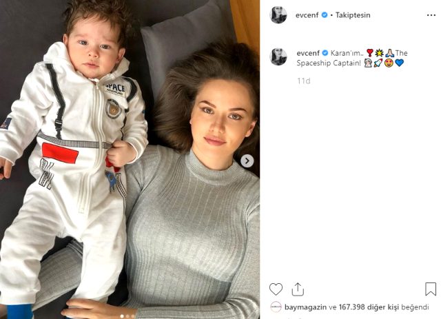 Fahriye Evcen oğlu Karan'ın fotoğrafını ilk kez paylaştı