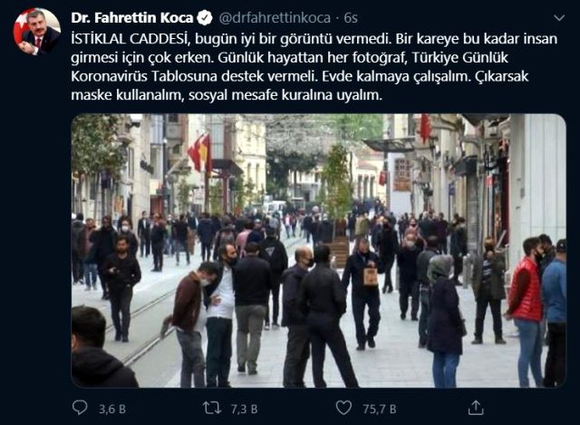 Sağlık Bakanı Fahrettin Koca, İstiklal Caddesi'ndeki kalabalığı eleştirdi: İyi bir görüntü vermedi
