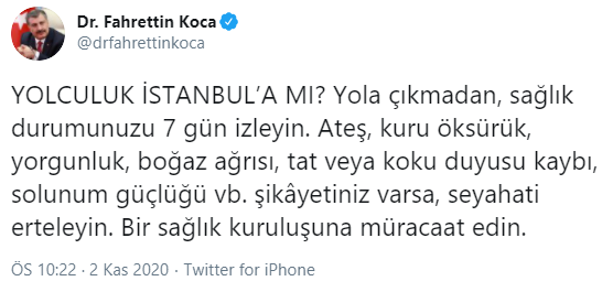 Bakan Koca'dan seyahat uyarısı!